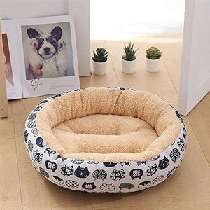 Wudimaoyiyouxian Warm Cashmere Hond Bed Cat Litter Mini Ronde Huisdier Recliner Pad Geschikt voor Kleine Medium Honden En Kat Kennel Puppy Mat Pet Bed, L, Goud