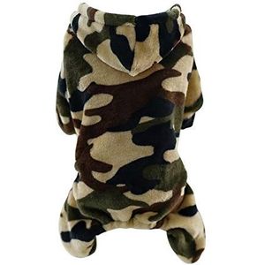 Wudimaoyiyouxian Camouflage Fleece Huisdier Hond Kleding, Dubbele Suede Vierbenige Kleding Met Hood Kleding, Ropa Para Perro Franse Bulldog Pug Kleding, XXL, Groen