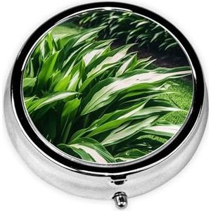 Gazon en tuin print ronde pillendoos 3 compartimenten geneeskunde pillendoosje draagbare pillencontainer voor dagelijkse geneeskunde supplement vitamine