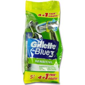 Gillette Blue III Sensitive - 4+1 stuks - Wegwerpscheermesjes