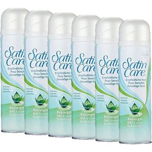 Gillette Satin Care Sensitive Shave Gel Aloe Vera Glide - 6 x 200 ml