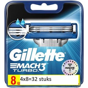 Gillette Mach 3 Turbo Blister Scheermesjes - 4 x 8 stuks - Voordeelverpakking
