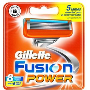 Lekmodel Gillette Fusion Power, scheermesjes, dermatologisch getest, 8 stuks