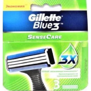 Gillette - Sensor/Excel - blue 3 SenseCare - 24 stuks - Origineel - Geschikt Voor alle Gillette Sensor en Sensor Excel Houders - 8 Pakjes a 3 stuks = 30 stuks
