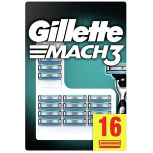 Gillette Mach3 Vervangende mesjes voor mannenscheermes, 16 stuks, gemaakt van nauwkeurig gesneden staal, zorgt voor tot 15 keer per mes