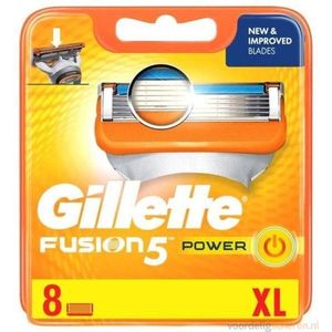 Gillette Fusion5 Power Navulmesjes (8 Stuks), Scheermesjes Voor Mannen, 5 Anti-frictiemesjes Voor Tot Wel 20 Scheerbeurten Per Navulmesje, Past In Brievenbus