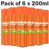 Gillette Fusion5 Ultra Sensitive Scheergel Mannen - 6x200ml Voordeelverpakking