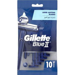Gillette BlueII Wegwerpmesjes Voor Mannen x10, Scheermesje Met 2 Mesjes, Vast Scheerhoofd