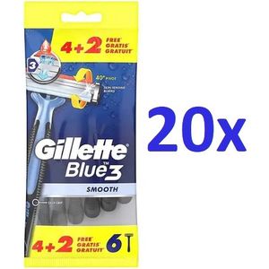 Gillette Blue 3 Smooth Wegwerpmesjes - 20x6st - Voordeelverpakking