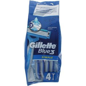 Gillette Men Blue 3 Easy Grip Disposable Razors (4 stuks)