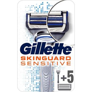 Gillette - SkinGuard Sensitive Scheersysteem + 5 Scheermesjes Mannen - Brievenbusverpakking
