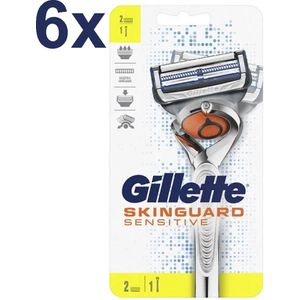 Gillette - Skinguard - Sensitive - Flexball - Scheersysteem - 6x 1 Handvat + 2 Scheermesjes