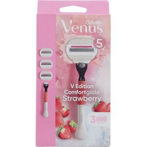 Gillette Venus Comfortglide Strawberry Razor & Razor Blades 1 houder + 3 st