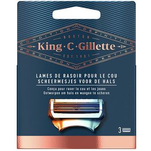 King C. Gillette Neck Scheren Scheermessen Mannen, Pack van 3 Scheermessen Vullingen met Precisie Trimmer, 2 Bladen met Skinguard