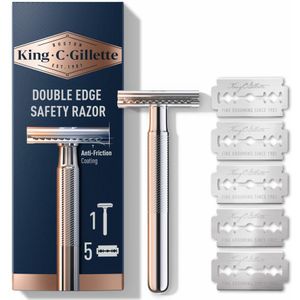 King C. Gillette Double Edge Safety Razor Houder en Scheermesjes - 6 x 5 stuks - Voordeelverpakking