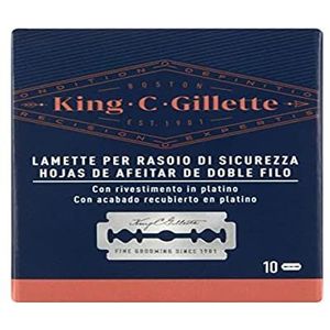 King C. Gillette 7702018545216 - Mannen Roestvrij Staal Dubbele Rand Veiligheid 10 Scheermesjes, Blauw