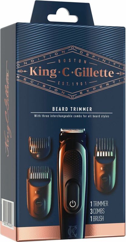 King C. Gillette - Draadloze Baardtrimmer - Zwart - Kunststof - 3 Kamopzetstukken