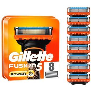 Gillette Fusion 5 Power scheermesjes, 8 reservemesjes voor nat scheermes heren met 5-voudig lemmet