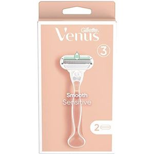 Venus Smooth Sensitive Scheerapparaat voor dames, roze, zachte huidbescherming, 1 x scheerapparaat + 1 extra mesje [officieel]