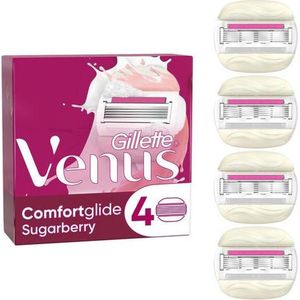 Gillette Venus Comfortglide Sugarberry scheermesjes voor dames, 4 reservemesjes voor damesscheerapparaat met 5-voudig lemmet