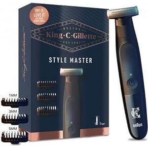 King C. Gillette Style Master Draadloze baard- en baardtrimmer, scheerapparaat voor mannen met meerdaagse baard, 3 verwisselbare opzetstukken