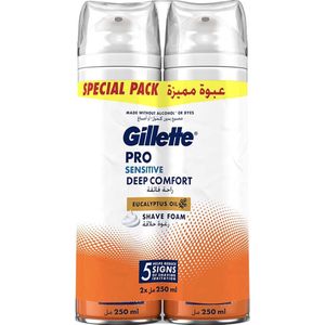 Gillette Pro Sensitive Deep Comfort Shave Foam - 2 x 250 ml