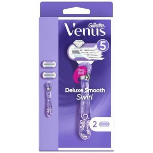 Gillette Venus Deluxe Smooth Swirl, scheerapparaat voor vrouwen met 2 vullingen, Wegwerptrimmer voor vrouwen met 3 messen