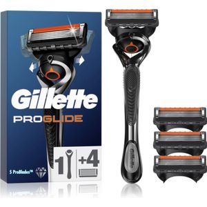 Gillette Fusion 5 Proglide Scheerapparaat, Zwart/Zilver, 1+4 stuk(s)