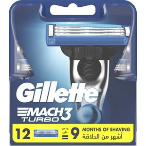 Gillette - Mach3 Turbo - Scheermesjes Voor Mannen - 12 Navulmesjes