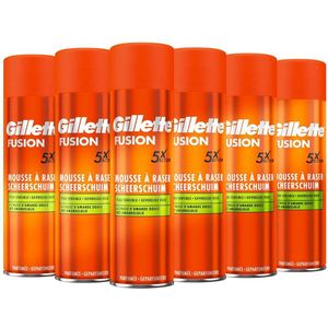 6x Gillette Fusion Scheerschuim Met Amandelolie Voor De Gevoelige Huid 250 ml