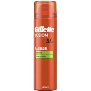 Gillette - Fusion - Scheergel - 200ml - Amandelolie - Voor Gevoelige Huid