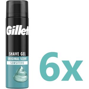 6x Gillette Gevoelige Huid Scheergel Basic 200 ml