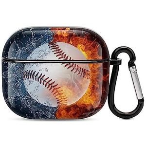 Honkbalbal in vuur en water oortelefoon beschermhoes PC hoofdtelefoon cover compatibel voor Airpods 3