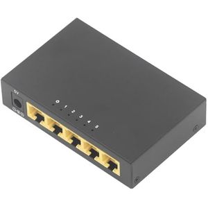 Snelle Ethernet-switch, RJ45-netwerkswitch 5 Poorten Draadsnelheid Doorsturen Automatische Onderhandeling voor Familie (BROLEOq9v1wnpcgs-11)