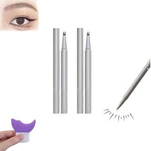 2 stks Dubbele Tip Onderste Wimper Potlood en Wimper Extra Clip set Waterdichte Vloeibare Eyeliner, Waterdichte Vloeibare Eyeliner Pen Super Slanke Eye Liner (Color : Brown+Black)