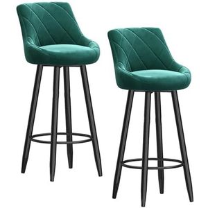 Luxe barkrukken set van 2 moderne barstoelen, barkrukken op tegenhoogte met hoge rugleuning, eenvoudige montage voor bar, keuken, eetkamer