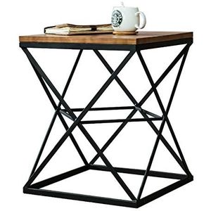 Prachtige salontafel in industriële stijl, kleine vierkante tafel van Scandinavisch massief hout, hoektafel in de woonkamer/klein appartement nachtkastje