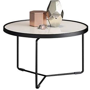 Prachtige salontafel, eenvoudig modern licht luxe gehard glas (Φ55x37cm) kleine ronde tafel, kleine woonkamer en lage thuistafel (kleur: wit)