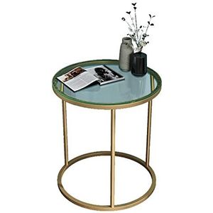 Prachtige bank bijzettafel, ronde tafel van ijzermarmer/glas, Scandinavische luxe salontafel/telefoontafel/hoektafel (kleur: E)