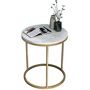 Prachtige bank bijzettafel, ronde tafel van ijzermarmer/glas, Scandinavische luxe salontafel/telefoontafel/hoektafel (kleur: B)