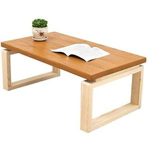 Prachtige salontafel, Japanse massief houten multifunctionele lage tafel (H31,5CM), balkon/bedtafel/erkertafel (retro oranje) (Afmetingen: 80X45X32CM)