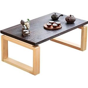 Prachtige salontafel, massief houten multifunctionele lage tafel in Japanse stijl (H31,5CM), balkon/bedtafel/erkertafel (verbrand koper) (Afmetingen: 120X50X32CM)