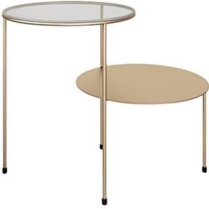 Exquise Sofa bijzettafel, Scandinavische minimalistische glazen salontafel, ijzeren hoektafel, nachtkastje/kleine ronde tafel (Afmetingen: 60x50cm)