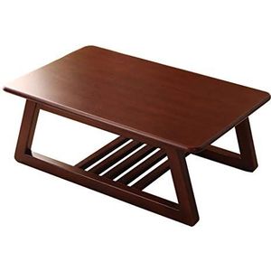 Prachtige salontafel, massief houten balkon kleine theetafel, dubbellaags H30CM lage tafel, vrijetijdstafel in de woonkamer, walnootkleur (afmetingen: 90x50x30cm)