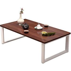 Prachtige salontafel, massief houten bed lage tafel/Kang tafel, stalen frame + massief houten tafelblad Japanse stijl woonkamer theetafel (afmetingen: 60X40X40CM)