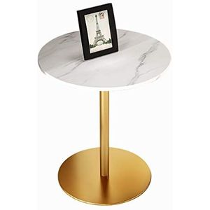 Exquisite Sofa bijzettafel, Nordic light luxe kleine appartement salontafel, huishoudelijke gouden leisteen ronde tafel nachtkastje (Kleur: A)