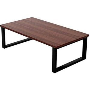 Prachtige salontafel, massief houten bed lage tafel/Kang tafel, stalen frame + massief houten tafelblad Japanse stijl woonkamer theetafel (afmetingen: 80X50X40CM)