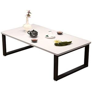 Prachtige salontafel, massief houten bed lage tafel/Kang tafel, stalen frame + massief houten tafelblad Japanse stijl woonkamer theetafel (afmetingen: 100X50X40CM)