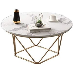 Prachtige salontafel, Scandinavische lichte luxe ins-stijl woonkamer ijzeren theetafel, klein appartement imitatie marmeren kleine ronde tafel (Kleur: A, Maat: 60X60X45CM)