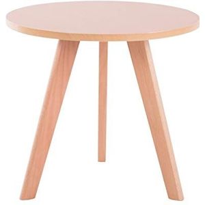 Prachtige kleine ronde tafel, eenvoudige slaapkamer balkon kleine salontafel, nachtkastje/bank bijzettafel (natuurlijke houtkleur) (afmetingen: 50X45CM)